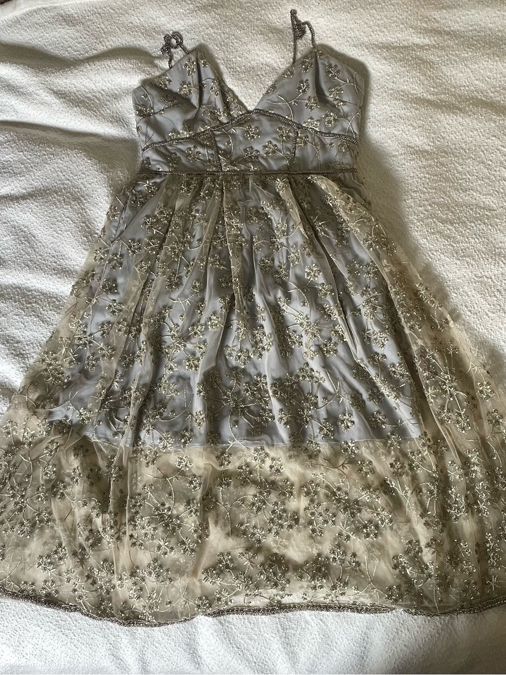 Self Portrait metallic beaded midi dress